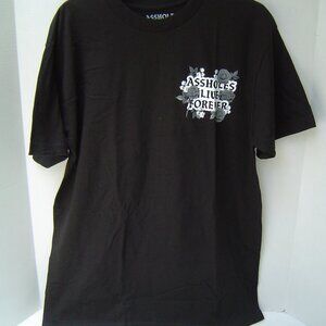 NEW ALF LADIES BLACK ROSES T-SHIRT  SIZE LARGE NEW WITHOUT TAGS